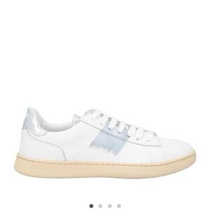 White Leather Sneakers with Silver Accent